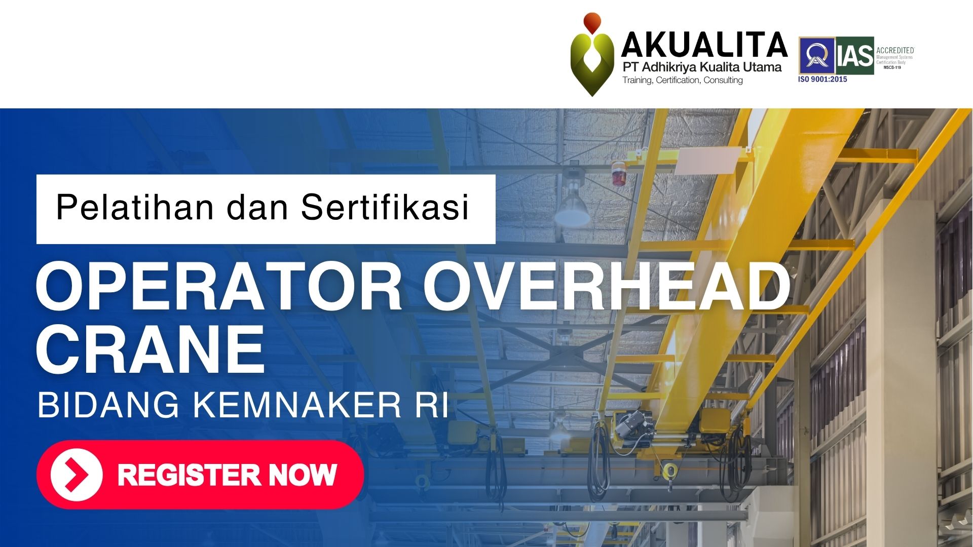 Poster Pelatihan Sertifikasi Operator Overhead Crane Kemnaker RI