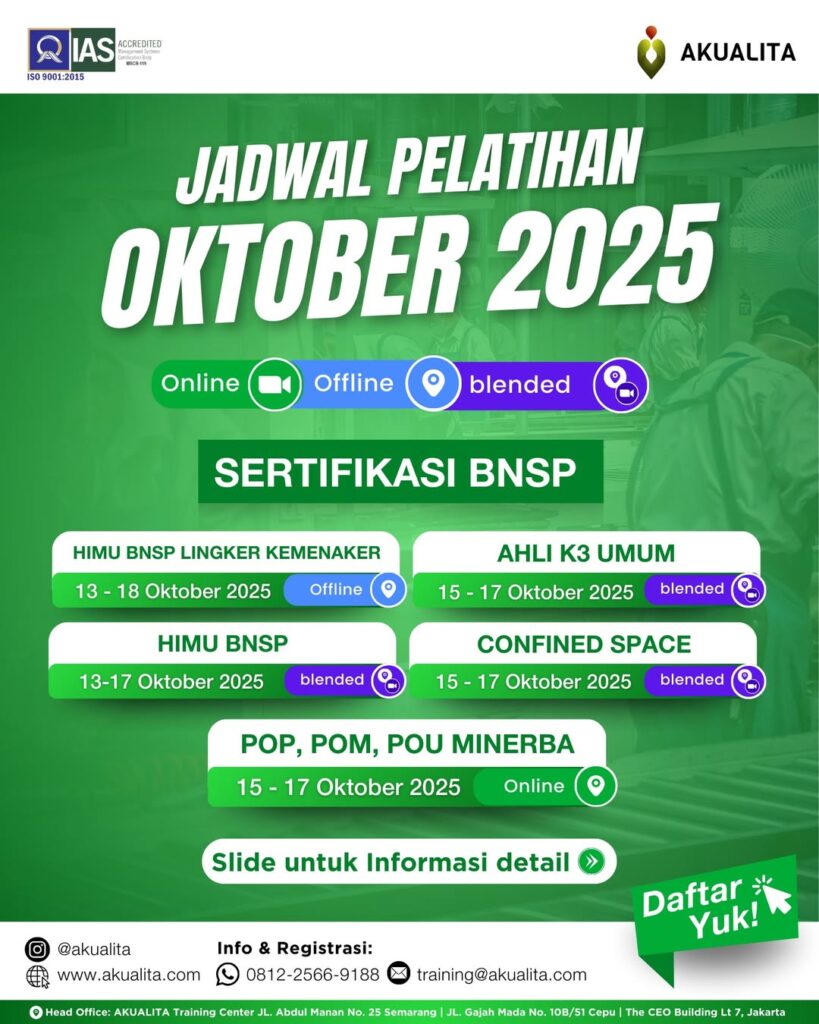 Poster Jadwal Pelatihan BNSP bulan OKTOBER