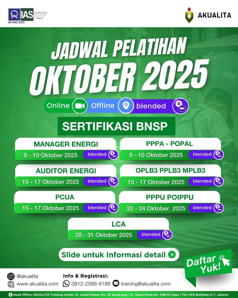 Poster Jadwal Pelatihan BNSP bulan OKTOBER