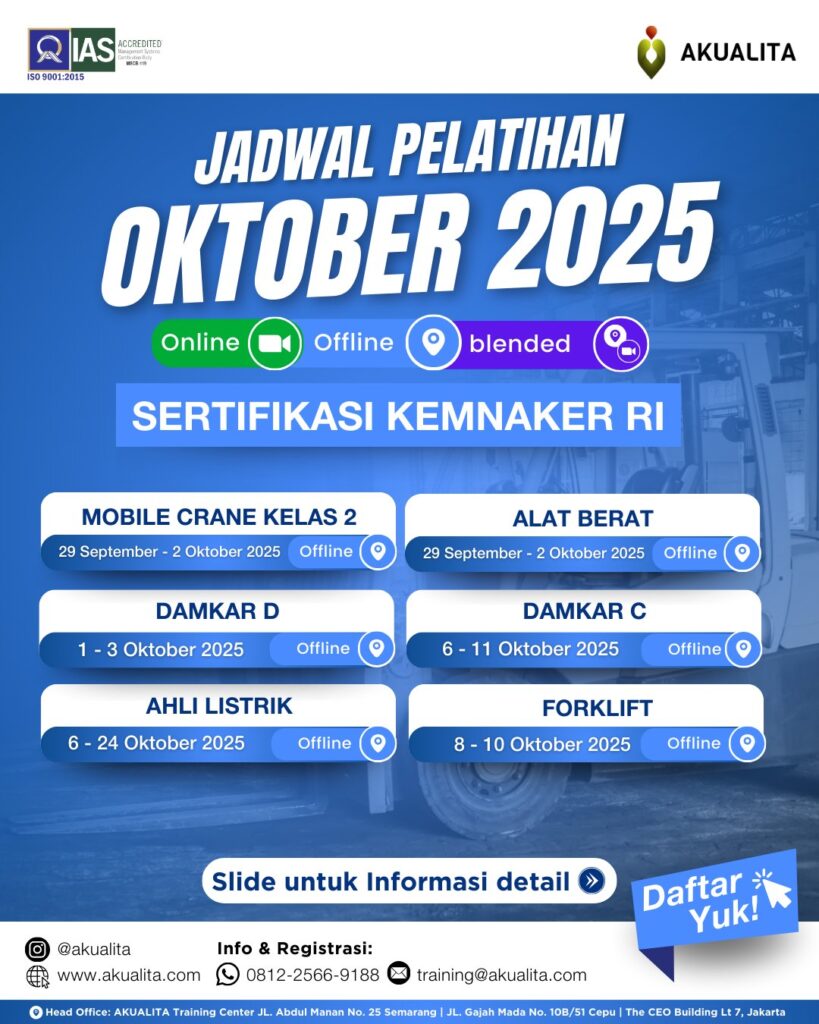 Poster Jadwal Pelatihan Kemnaker RI bulan OKTOBER