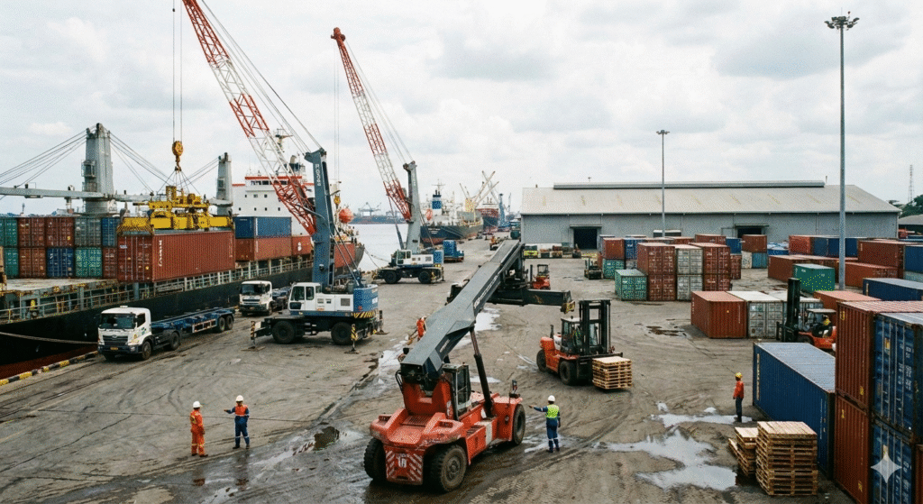 Pesawat angkat dan pesawat angkut (PAA) berupa crane dan forklift di area pelabuhan sesuai Permenaker No. 8 Tahun 2020