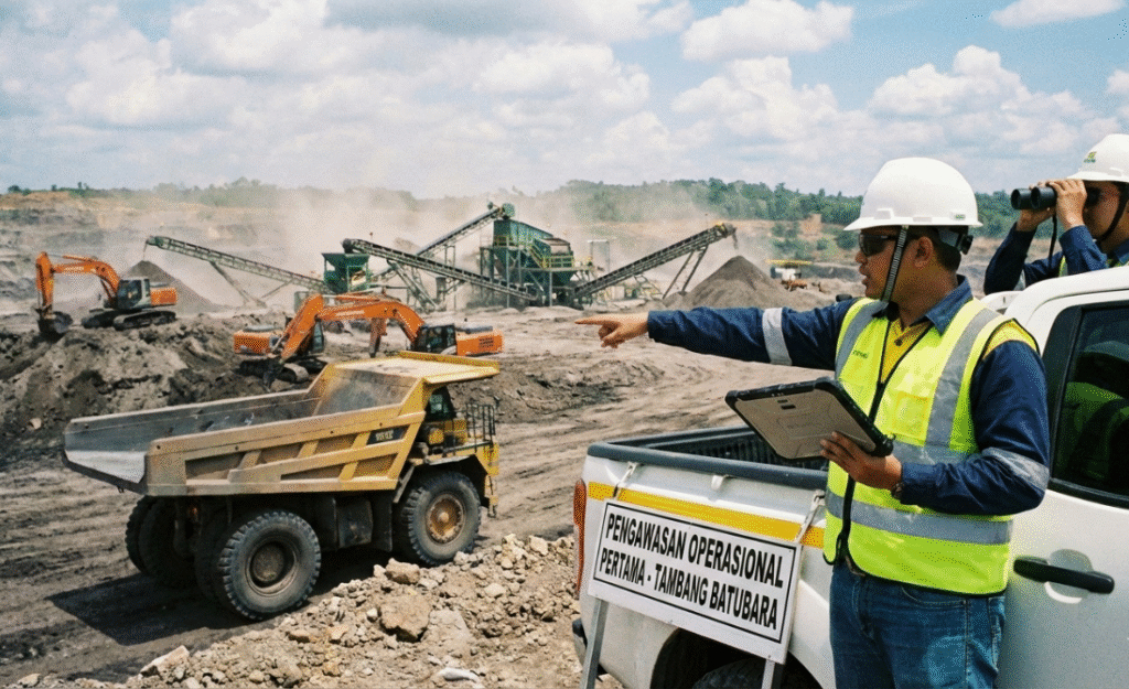 Pengawas Operasional Pertama (POP) melakukan pengawasan keselamatan kerja di area pertambangan mineral