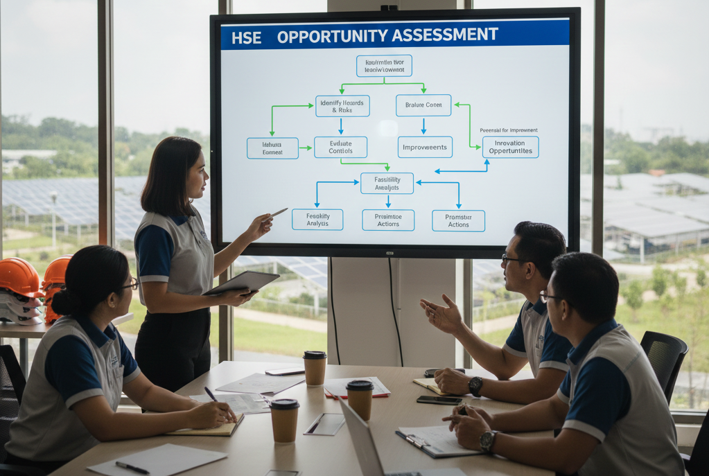 Tim HSE melakukan evaluasi peluang peningkatan K3 dan lingkungan