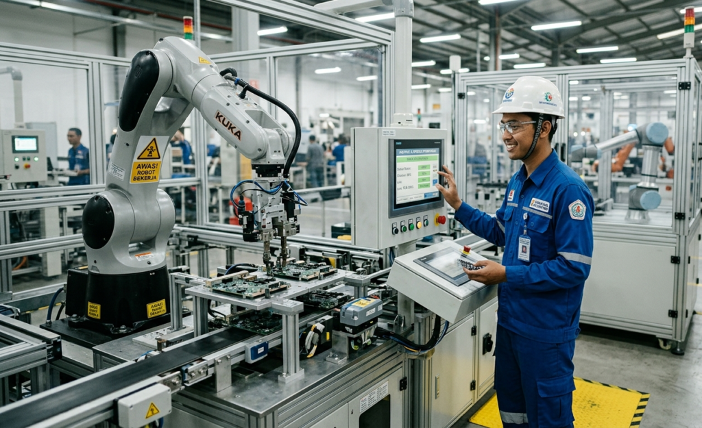 proses otomatisasi industri 4.0 dengan mesin pintar dan sistem digital