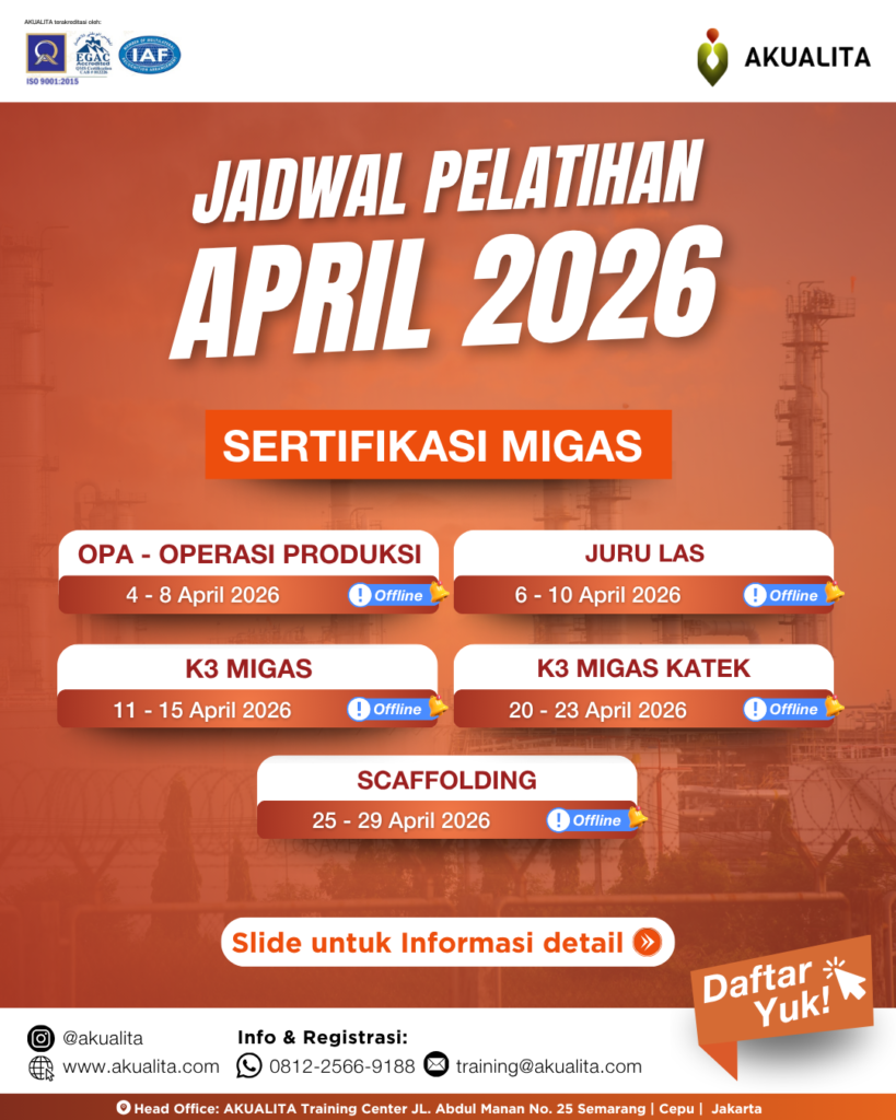 Jadwal Pelatihan April 2026 MIGAS RI AKUALITA