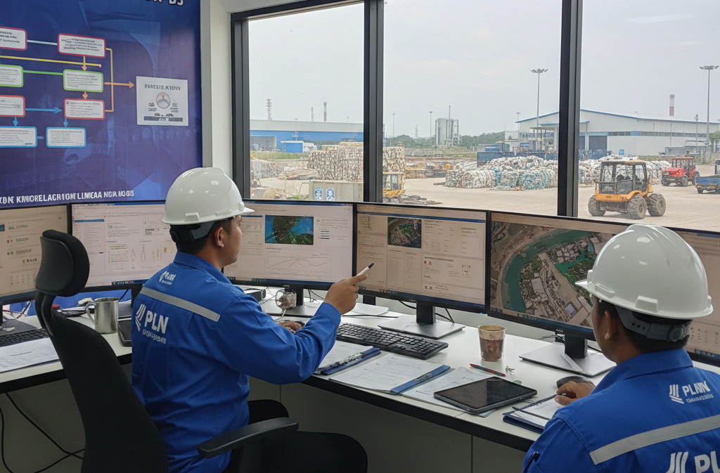 petugas pengelola limbah B3 melakukan pengawasan