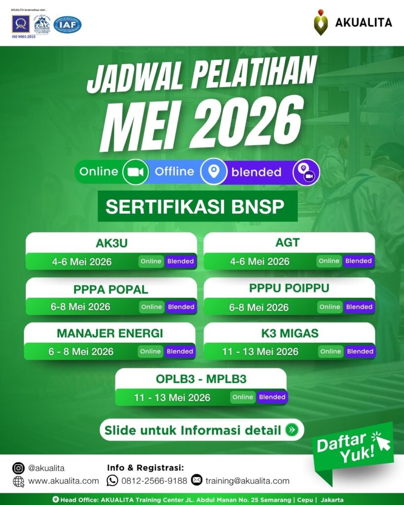 Jadwal Pelatihan Mei 2026 BNSP AKUALITA