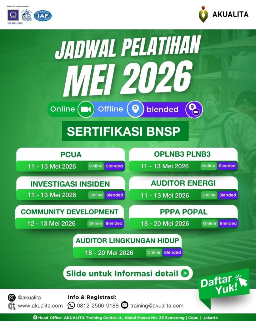 Jadwal Pelatihan Mei 2026 BNSP AKUALITA