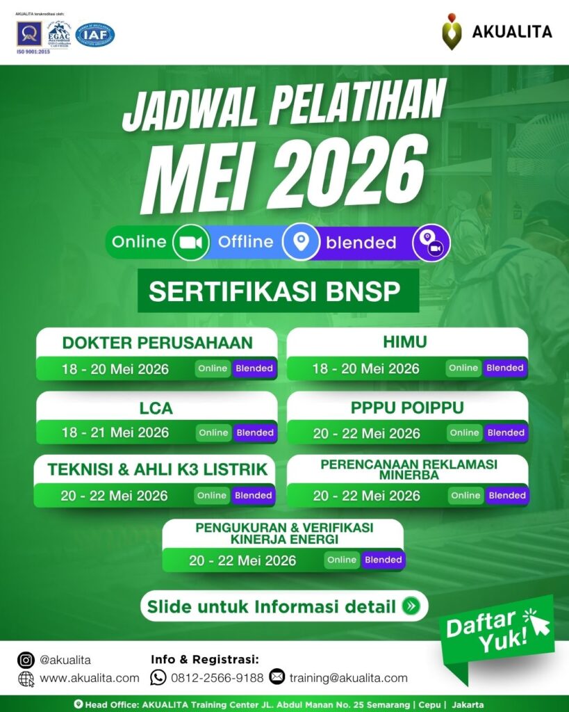 Jadwal Pelatihan Mei 2026 BNSP AKUALITA