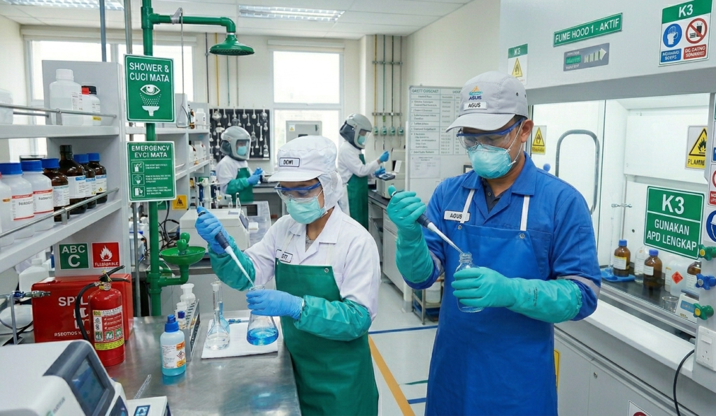 K3 laboratorium dengan penggunaan APD