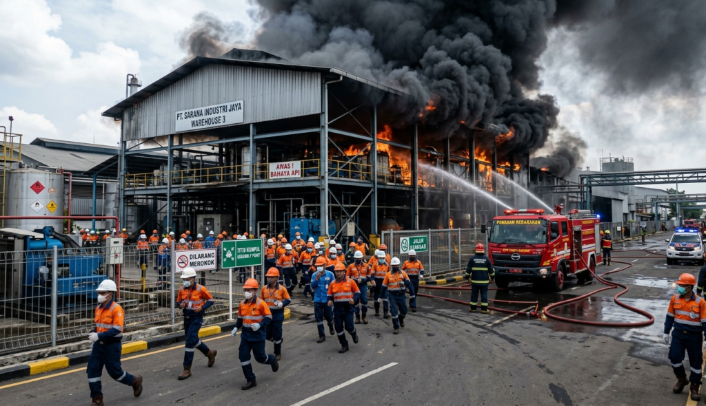 Kebakaran lokasi kerja di industri