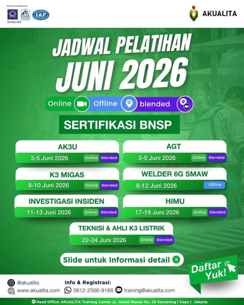 Jadwal Pelatihan Juni 2026 BNSP AKUALITA