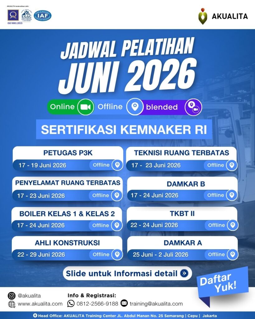 Jadwal Pelatihan Juni 2026 Kemnaker RI AKUALITA