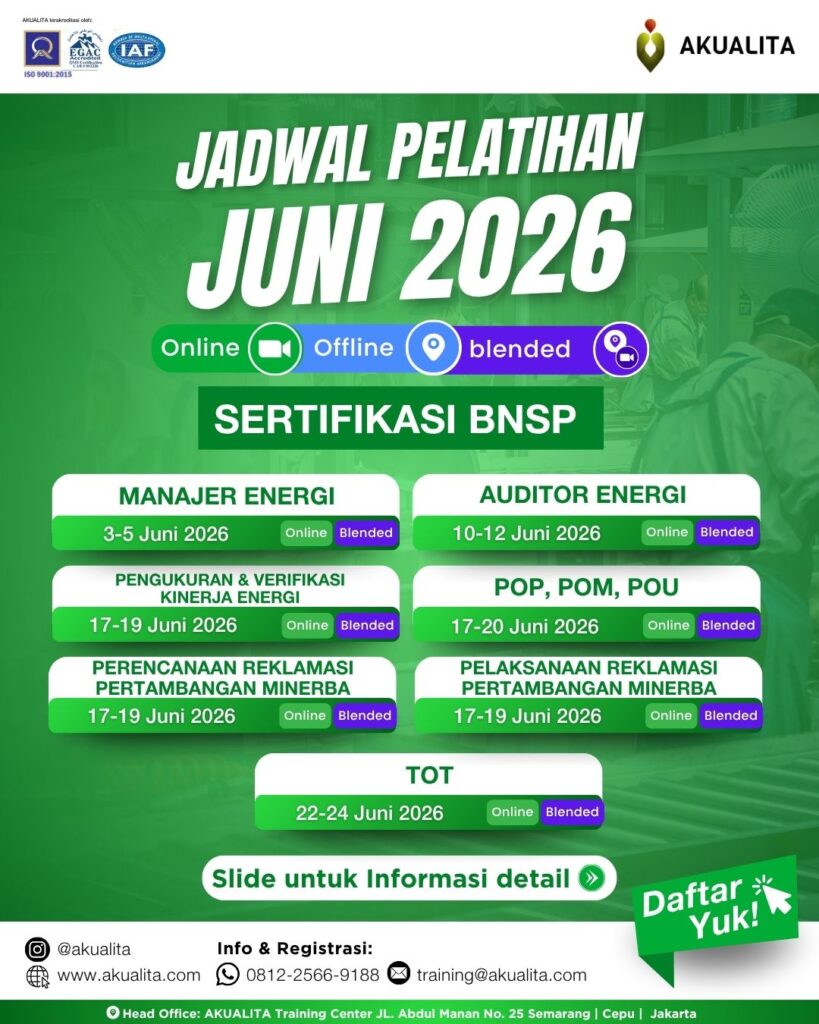 Jadwal Pelatihan Juni 2026 BNSP AKUALITA